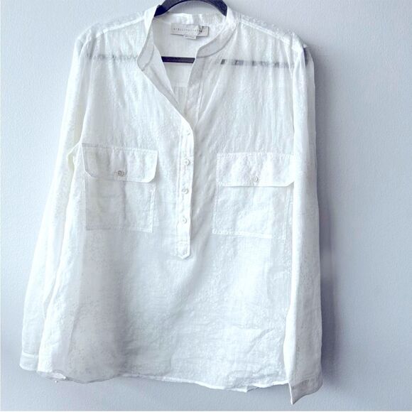 Stella McCartney Sheer Floral Embroidered Long Sleeve Blouse in white - Picture 1 of 14